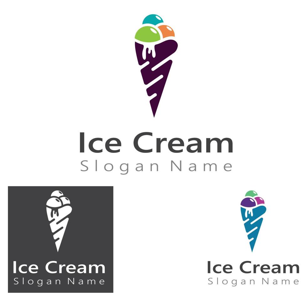 ijs logo ontwerp, vers ijs kegel sjabloon vectorillustratie vector