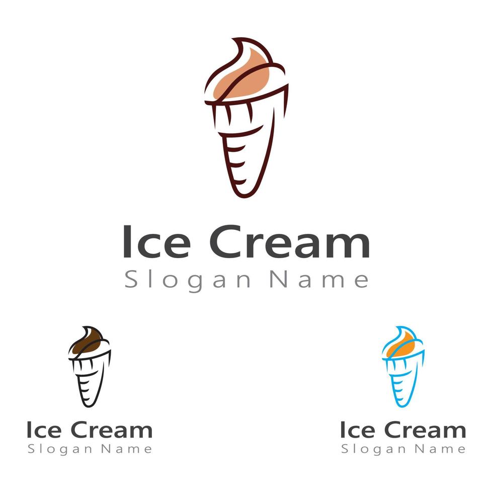 ijs logo ontwerp, vers ijs kegel sjabloon vectorillustratie vector