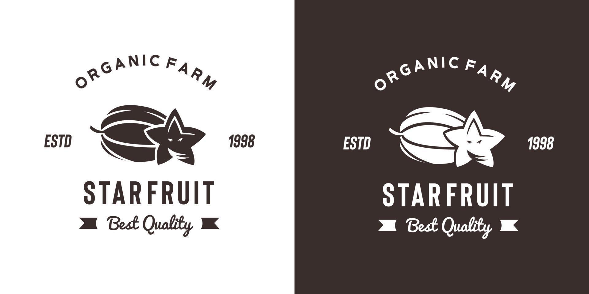 vintage starfruit logo illustratie geschikt voor fruitwinkel en fruitboerderij vector