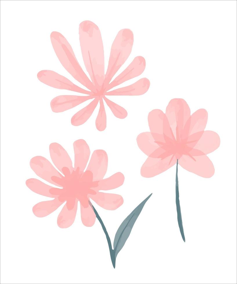 delicate roze wilde bloem geschilderd in aquarel. vectorillustratie. vector