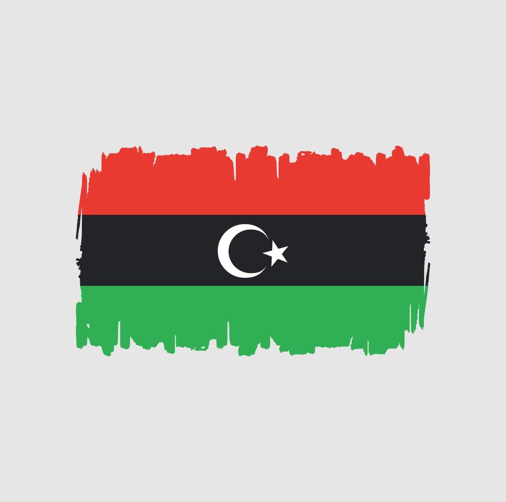 Libië vlag penseelstreken. nationale vlag vector