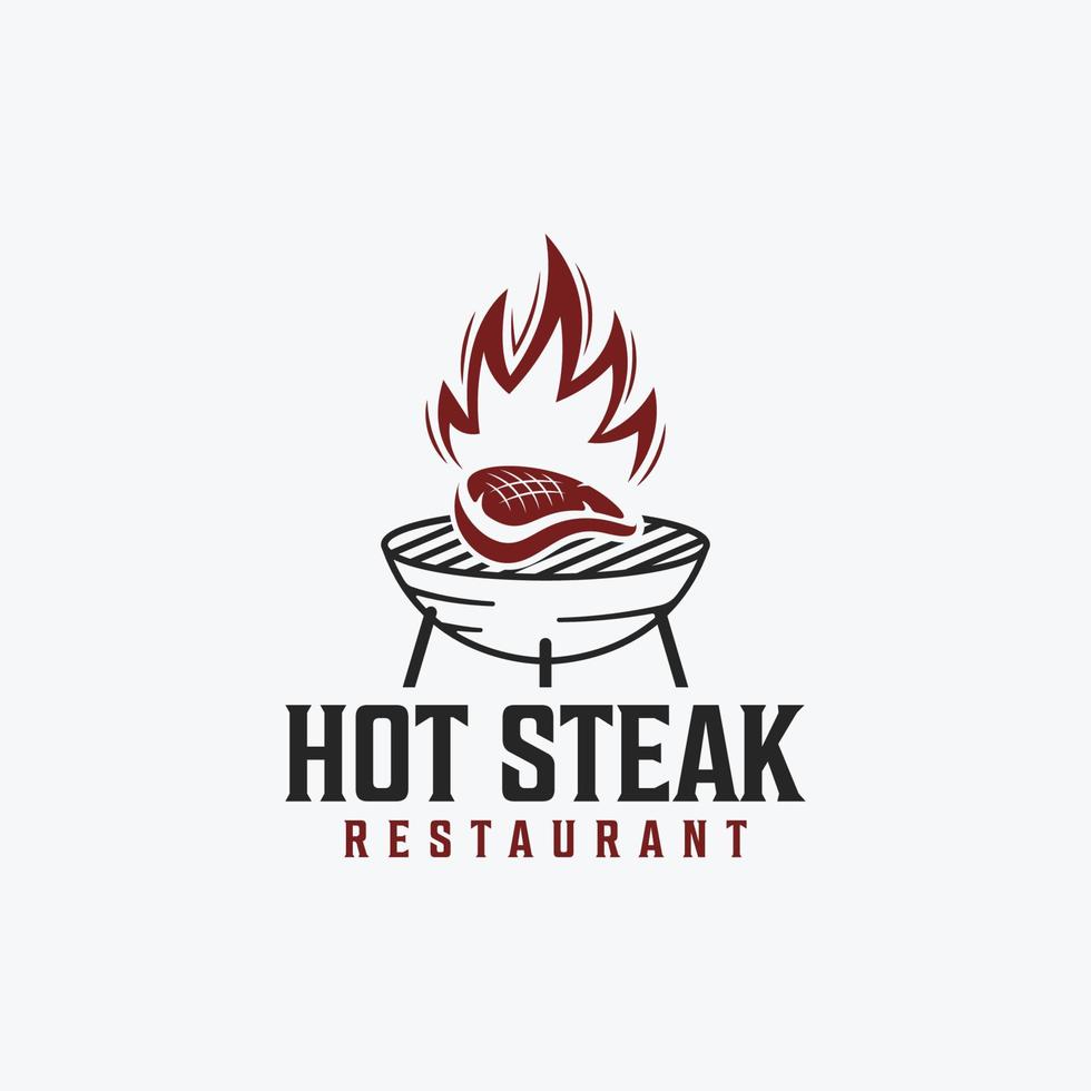 steakhouse, barbecue, bbq-feest, restaurantlogo-sjabloon. geschikt voor restaurant, bedrijf, eten logo sjabloon vector