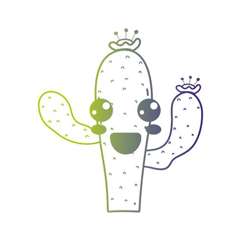 lijn schattig gelukkig cactus plant vector