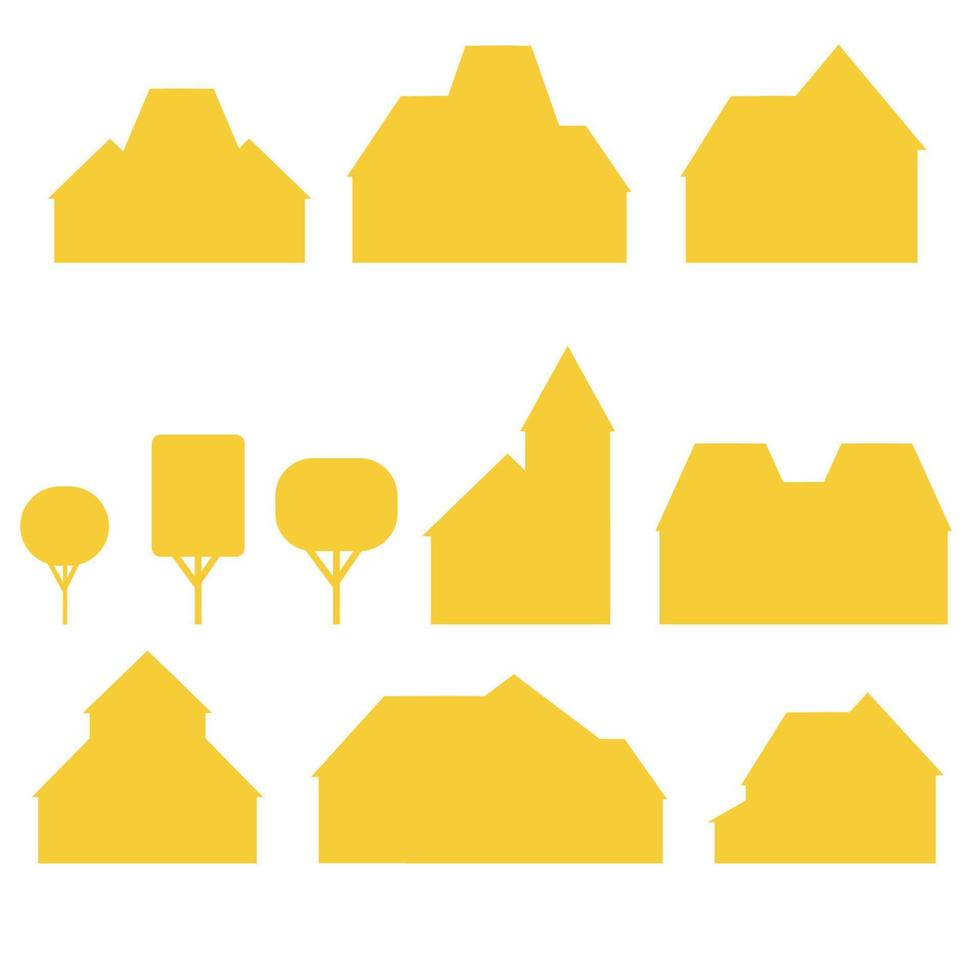 huis en boom icon set geïsoleerd op een witte achtergrond vector