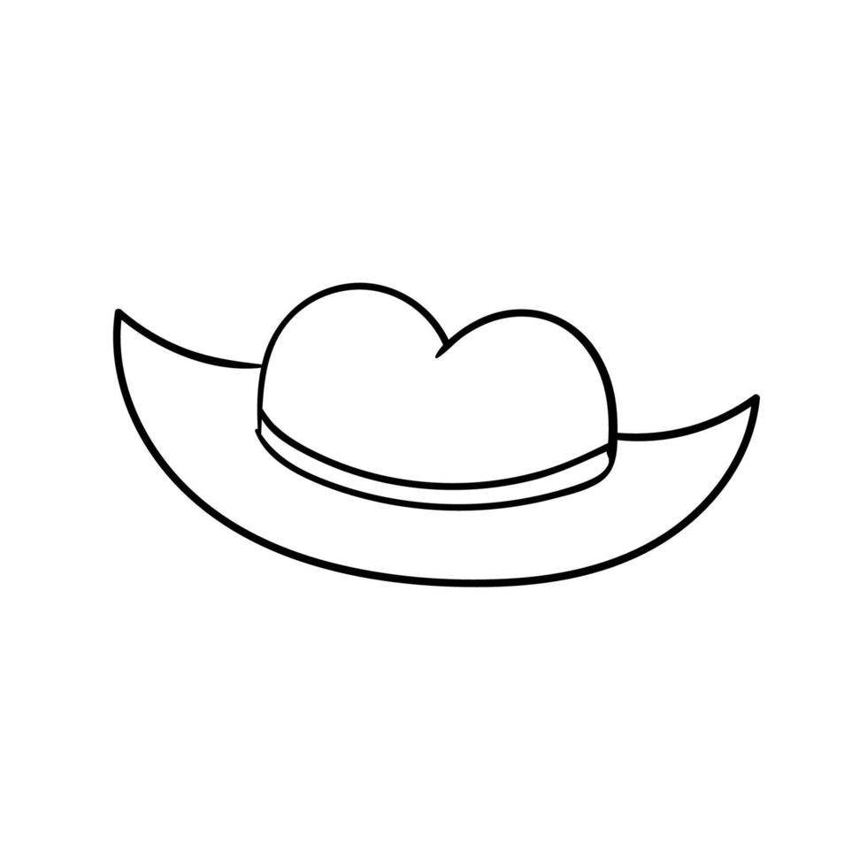 cartoon doodle lineaire cowboyhoed geïsoleerd op een witte achtergrond. vector
