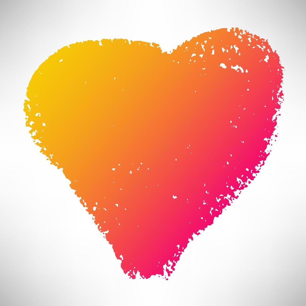 kleurrijke hand getekend grunge hart. schattig pictogram geïsoleerd op wit. penseel schilderen. vector