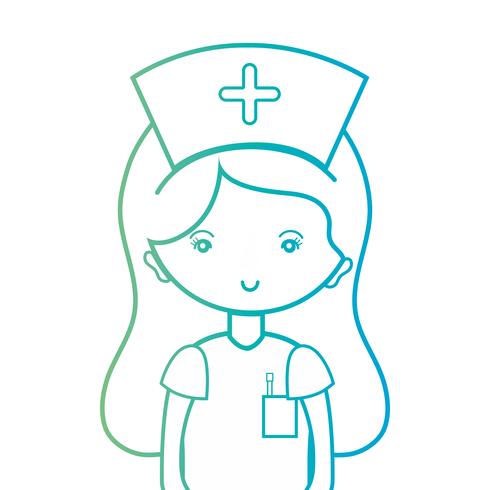 lijn vrouw verpleegster met uniform en kapselontwerp vector