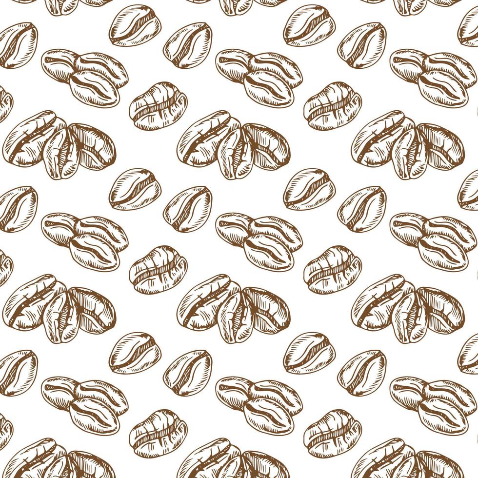 koffiebonen patroon inclusief naadloos op witte achtergrond. schets van koffiebonen. hand getekende koffieboon vector. vector