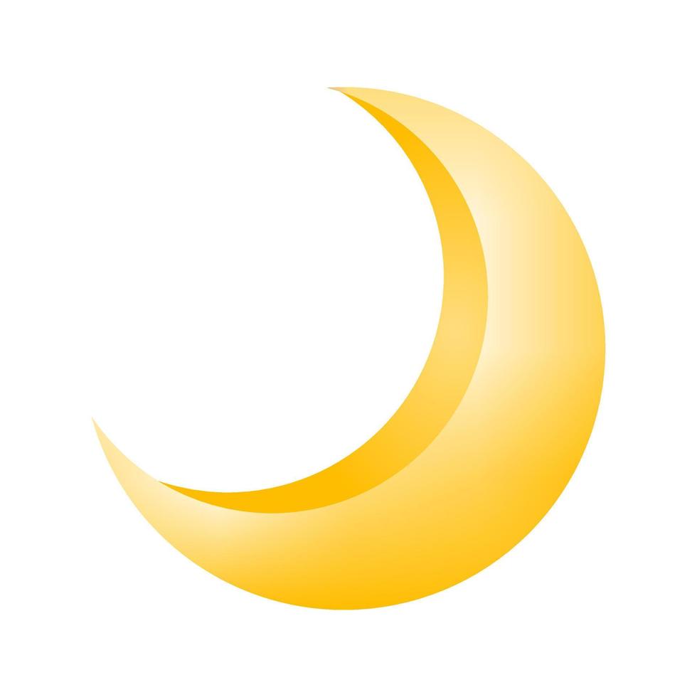 3d illustratie van gouden wassende maan. element geïsoleerd op een witte achtergrond, geschikt voor islam religie, magie of nacht. vector