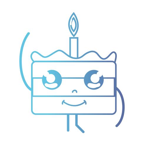 lijn schattig gelukkig zoete cake vector