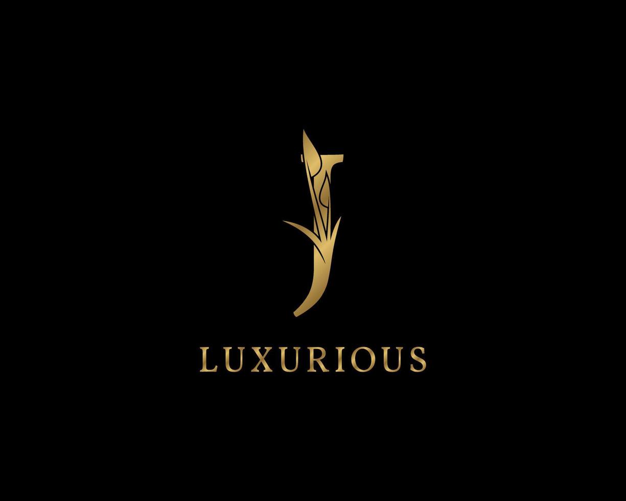 letter j luxe bloemen vintage logo vector