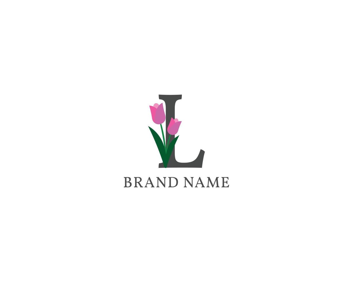 letter l tulp alfabet vintage logo vector