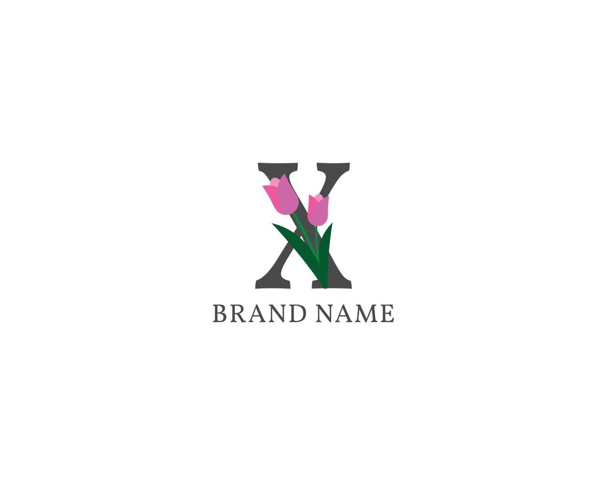 letter x tulp alfabet vintage logo vector