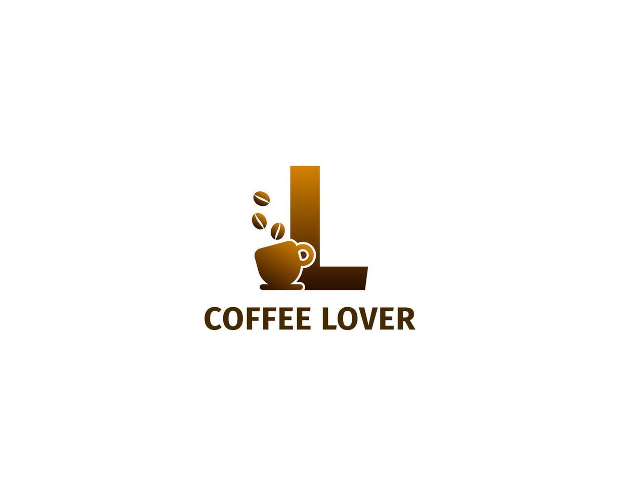 letter l koffie en kopje logo sjabloon vector