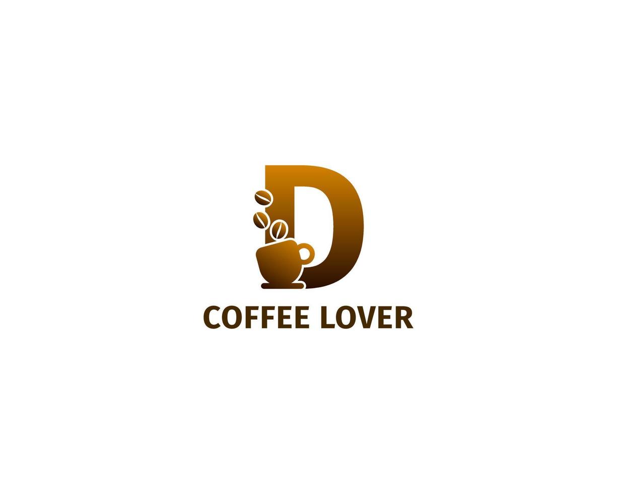 letter d koffie en kopje logo sjabloon vector