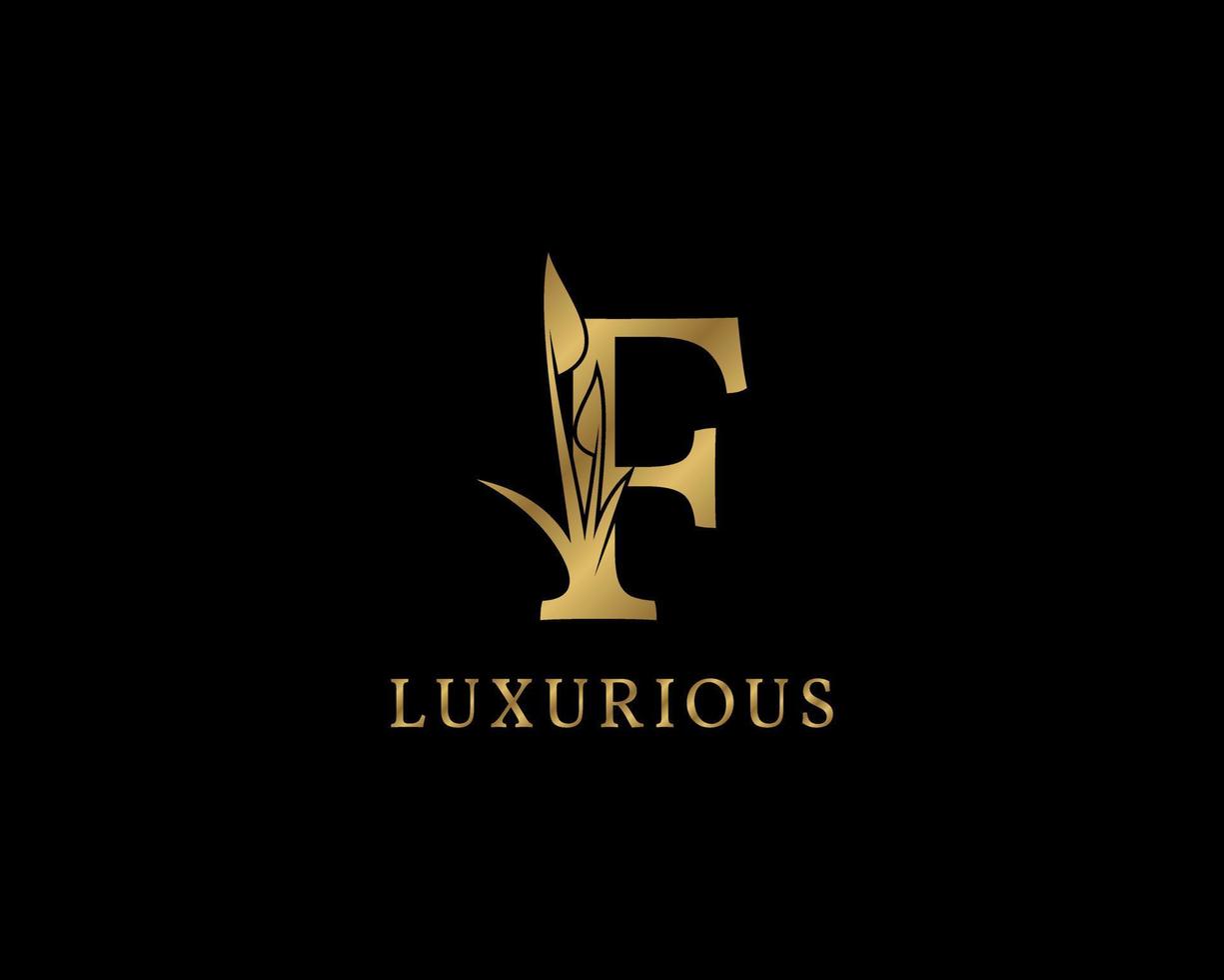 letter f luxe bloemen vintage logo vector