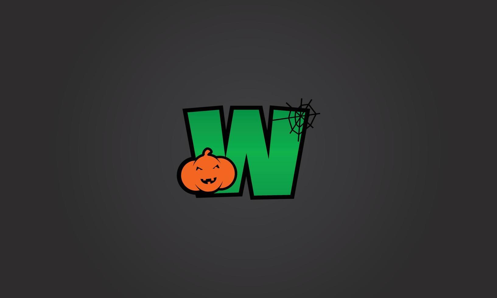 pompoen alfabet halloween letter w vector