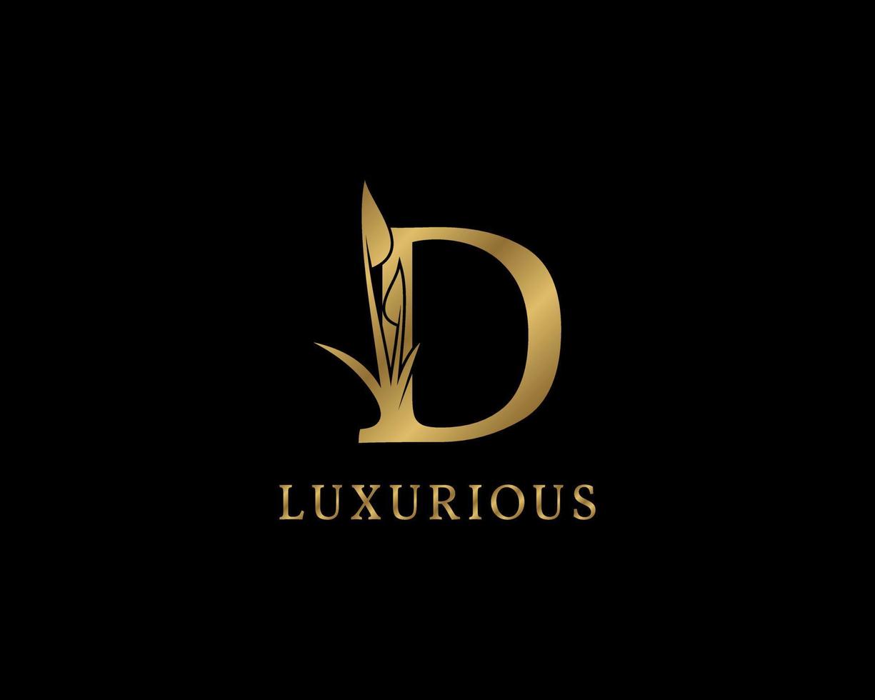 letter d luxe bloemen vintage logo vector