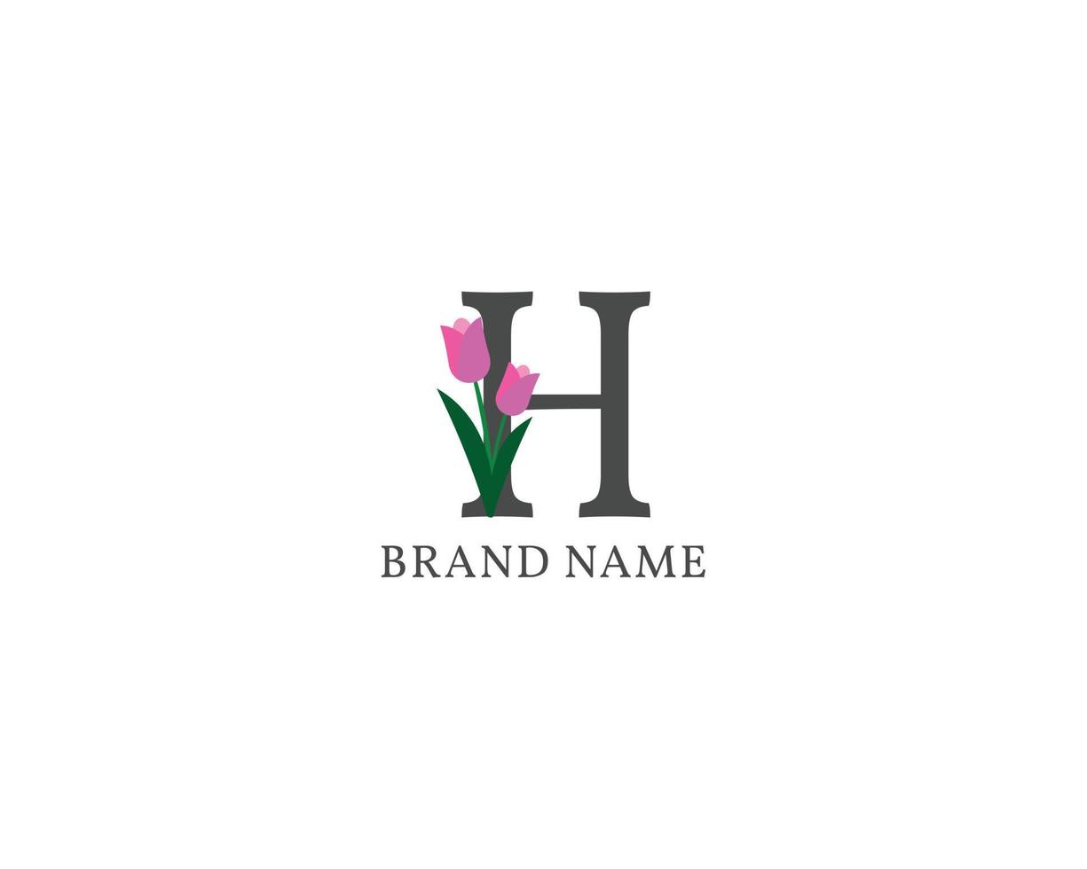 letter h tulp alfabet vintage logo vector