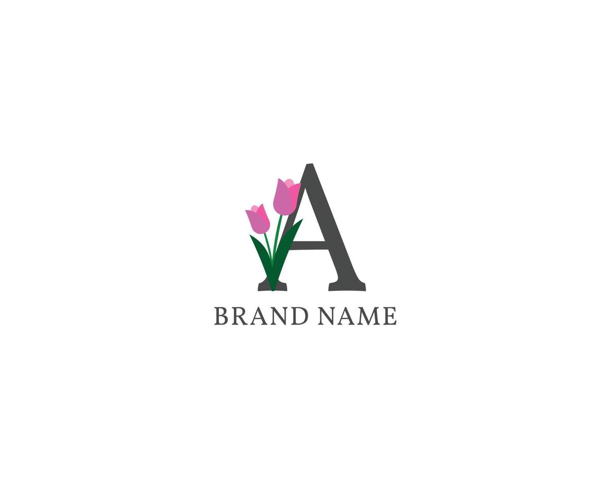 letter een tulp alfabet vintage logo vector