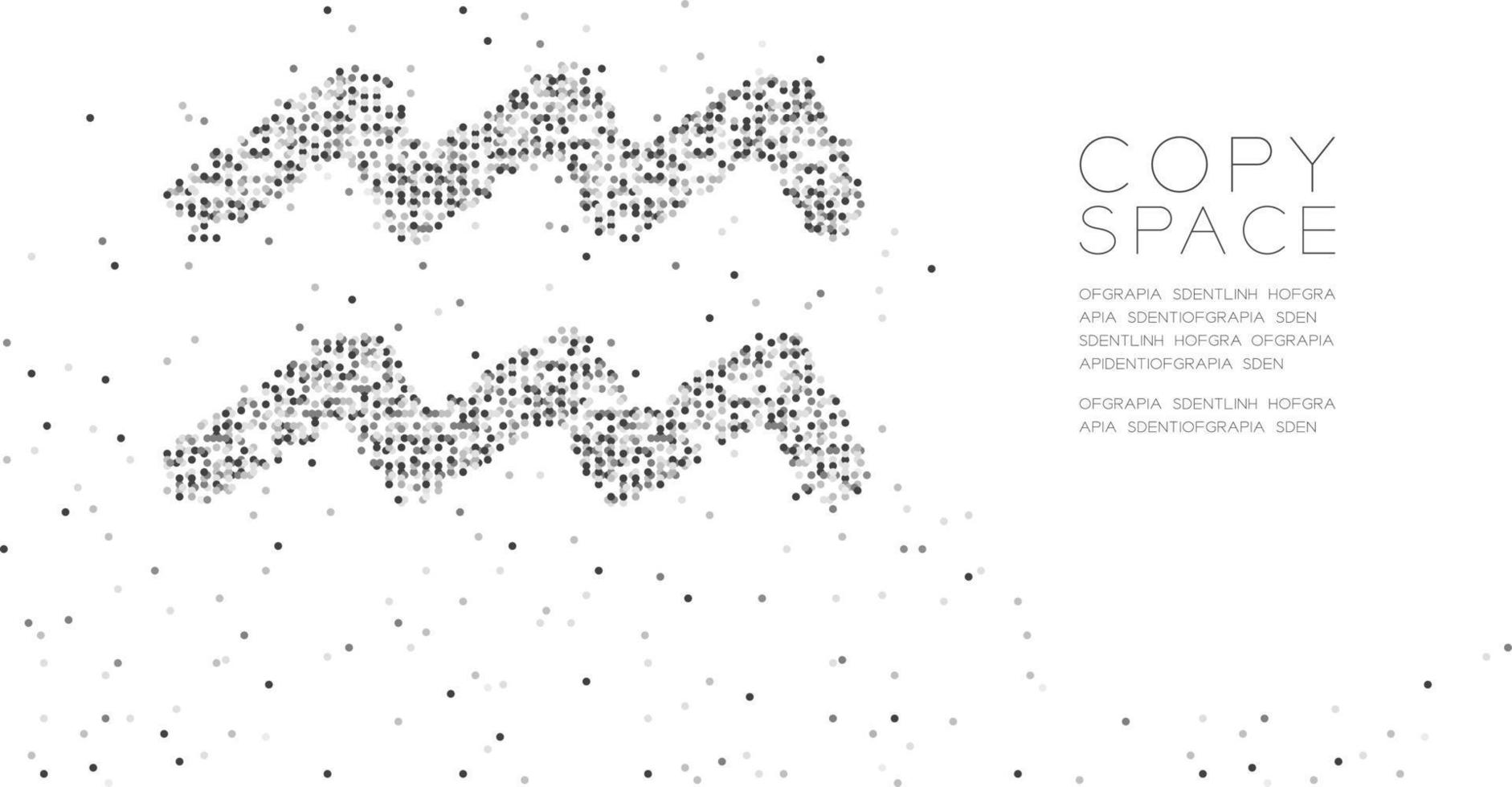 abstracte geometrische cirkel stip pixel patroon Waterman sterrenbeeld vorm, ster sterrenbeeld concept ontwerp zwarte kleur illustratie op witte achtergrond met kopie ruimte, vector eps 10