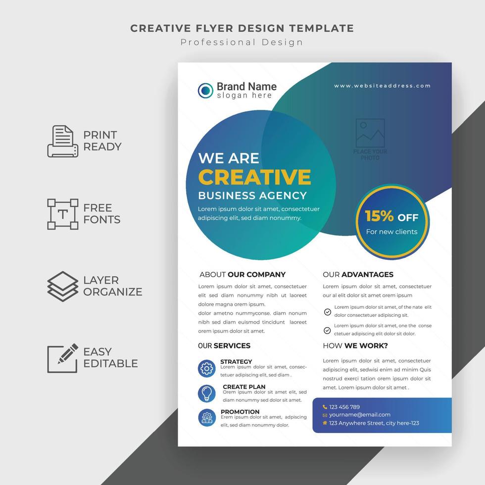 creatieve zakelijke flyer ontwerpsjabloon vector