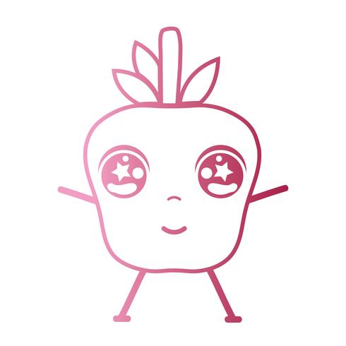 lijn kawaii schattig gelukkig appel fruit vector