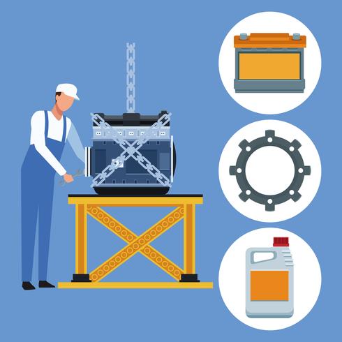 Werknemer op autofabriek vector