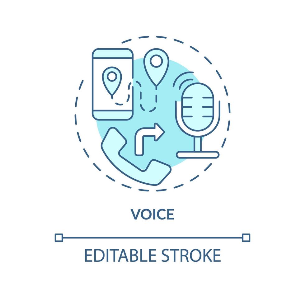 stem turkoois concept icoon. bellen en communiceren. ucaas functie abstracte idee dunne lijn illustratie. geïsoleerde overzichtstekening. bewerkbare streek. arial, talloze pro-bold lettertypen gebruikt vector