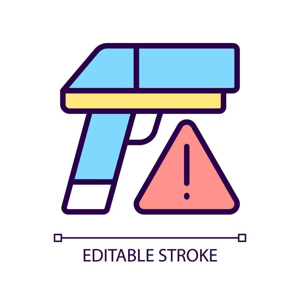 kleine wapens die rgb-kleurenpictogram smokkelen. wapenhandel. munitie smokkelwaar. wapenhandel. geïsoleerde vectorillustratie. eenvoudige gevulde lijntekening. bewerkbare streek. pixelperfect. arial lettertype gebruikt vector