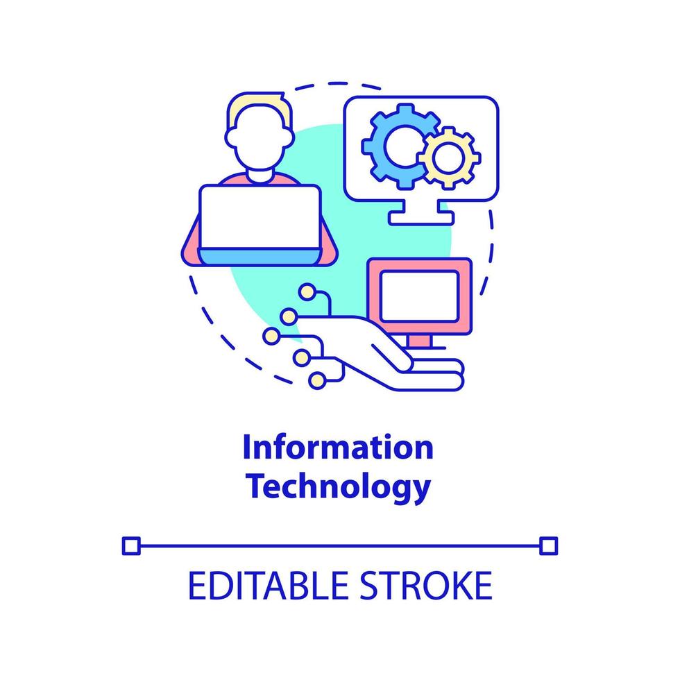 informatietechnologie concept icoon. business management vaardigheden abstracte idee dunne lijn illustratie. geïsoleerde overzichtstekening. bewerkbare streek. roboto-medium, talloze pro-bold lettertypen gebruikt vector