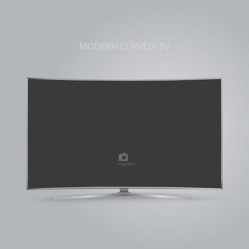 Gebogen slimme LED HD tv-serie geïsoleerd op een grijze achtergrond vector