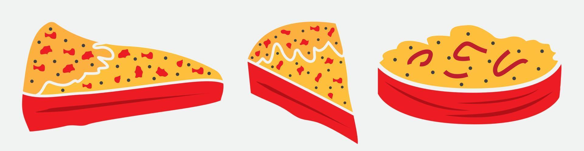 set van pepperoni pizza plakjes vector