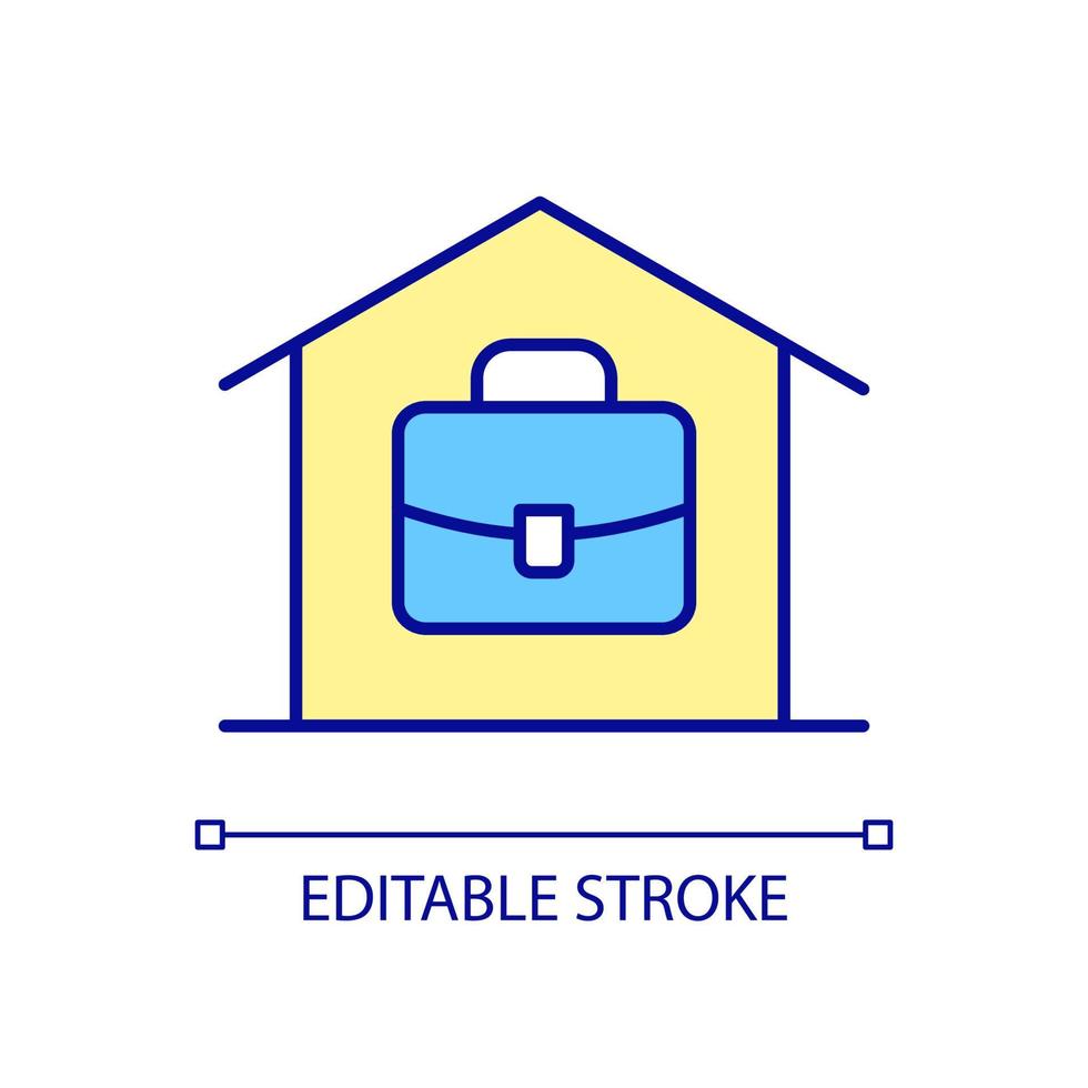 werk op afstand RGB-kleurpictogram. verre baan. vrij beroep. werkruimte in huis. bedrijfsgebouw. hoofdkantoor. geïsoleerde vectorillustratie. eenvoudige gevulde lijntekening. bewerkbare streek vector