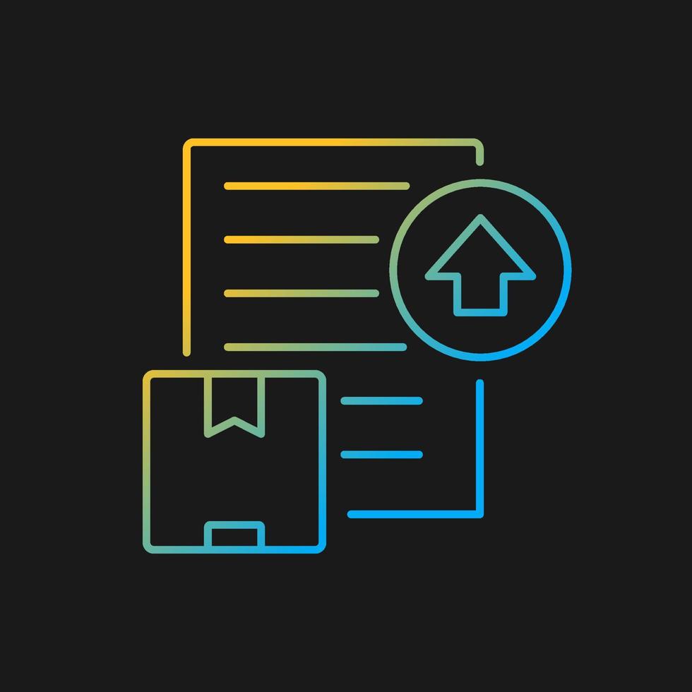 internationale verzending export licentie gradiënt vector pictogram voor donker thema. wereldhandelsdocument. goederen afleveren. dunne lijn kleur symbool. moderne stijlpictogram. vector geïsoleerde overzichtstekening