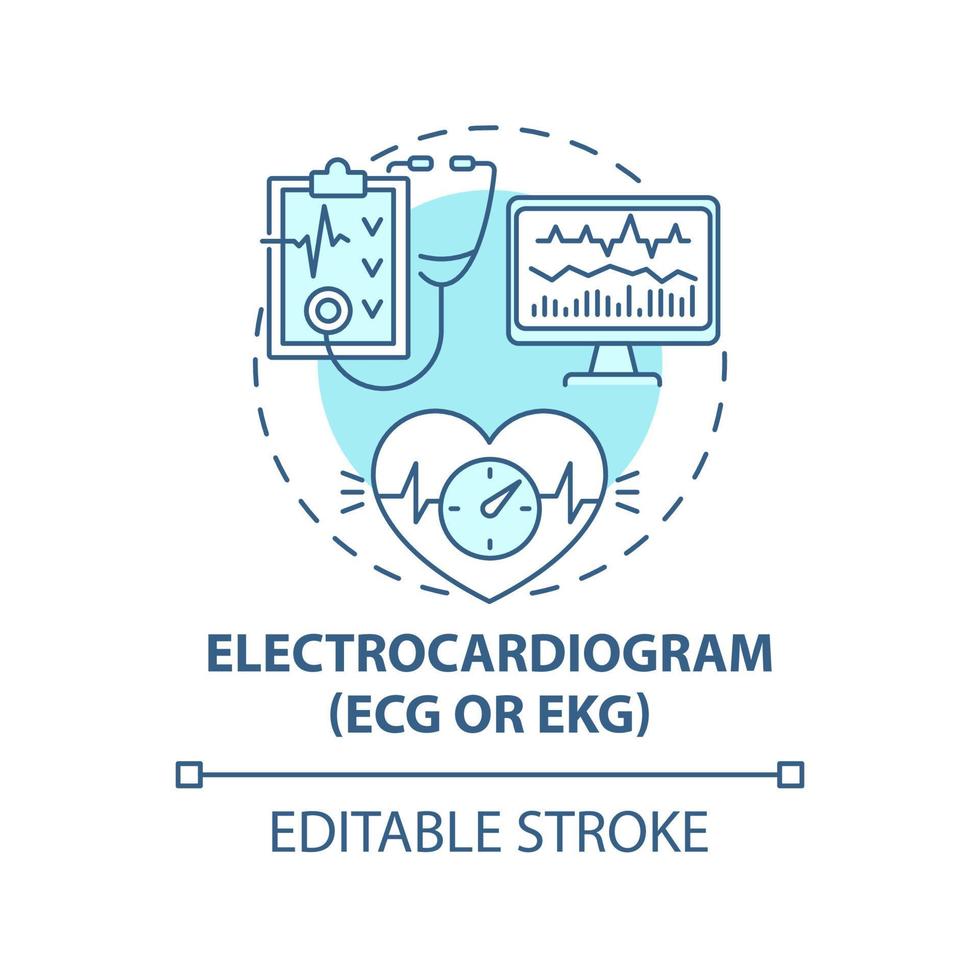 elektrocardiogram concept icoon. hypertensie test abstracte idee dunne lijn illustratie. ecg, ekg-procedures. ritme en activiteit controleren. vector geïsoleerde omtrek kleur tekening. bewerkbare streek