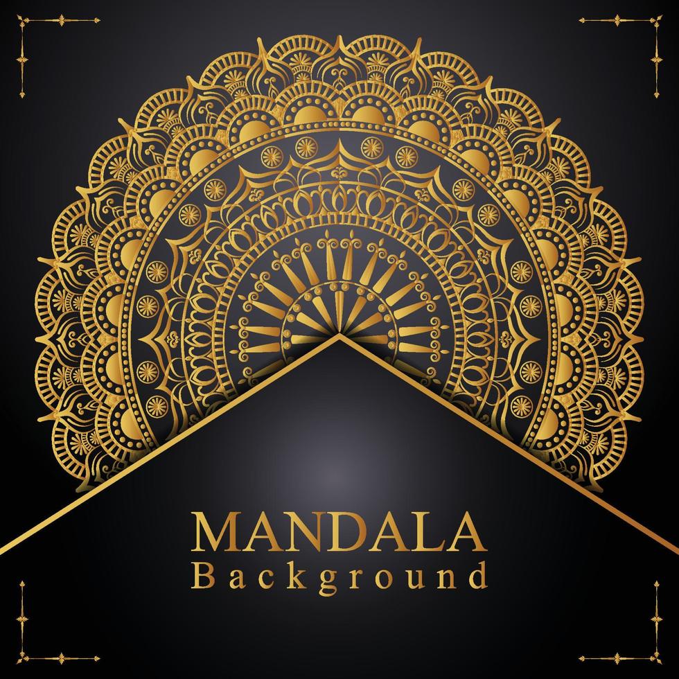 luxe koninklijke gouden mandala-achtergrond met randen voor uitnodiging en trouwkaart vector