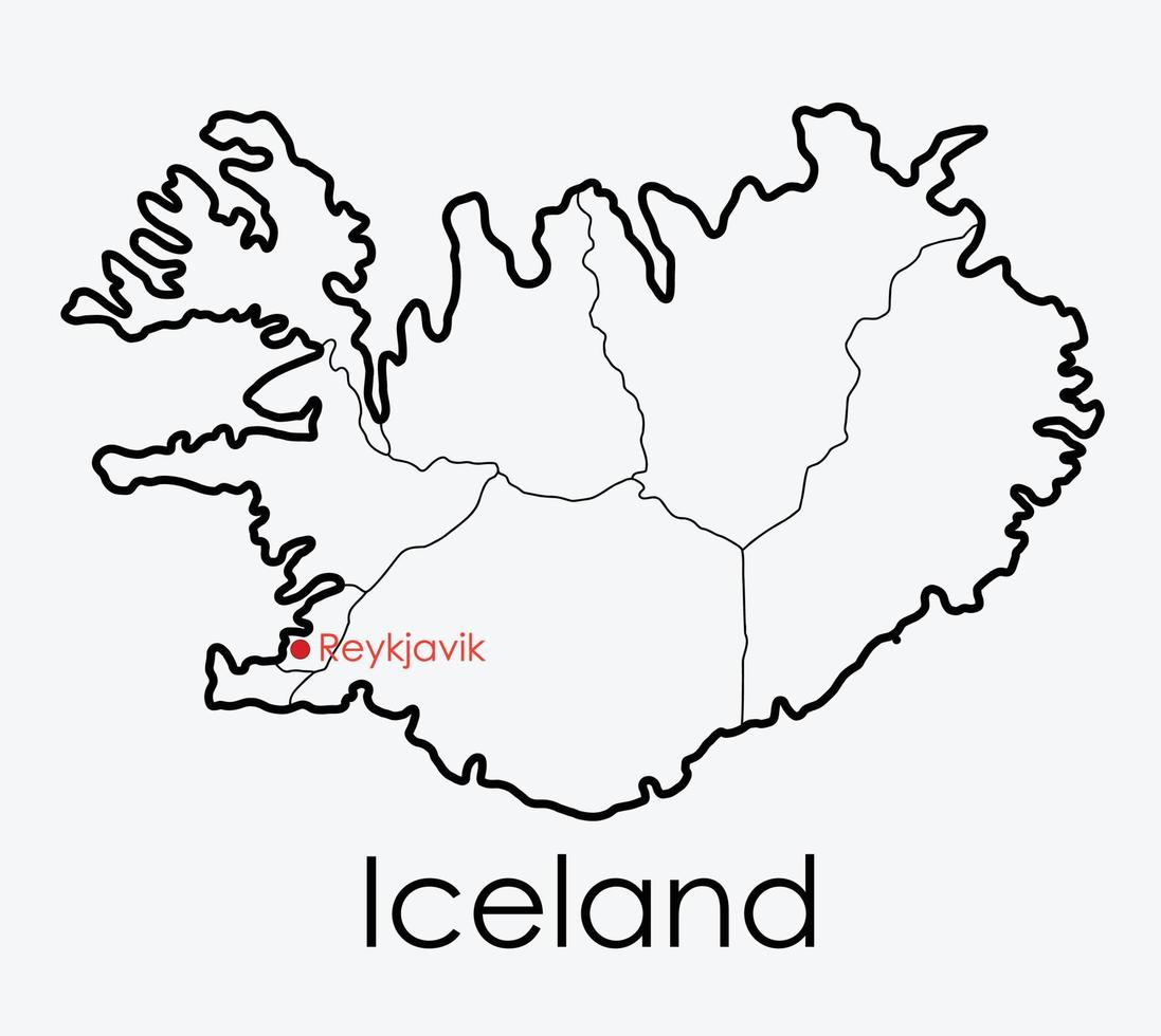 IJsland kaart uit de vrije hand tekenen op witte achtergrond. vector