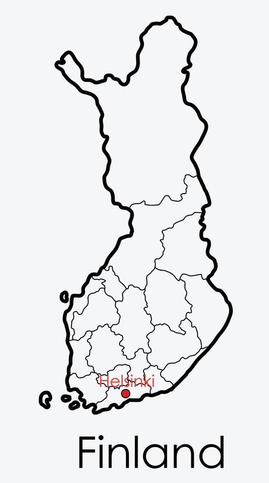 finland kaart uit de vrije hand tekenen op witte achtergrond. vector