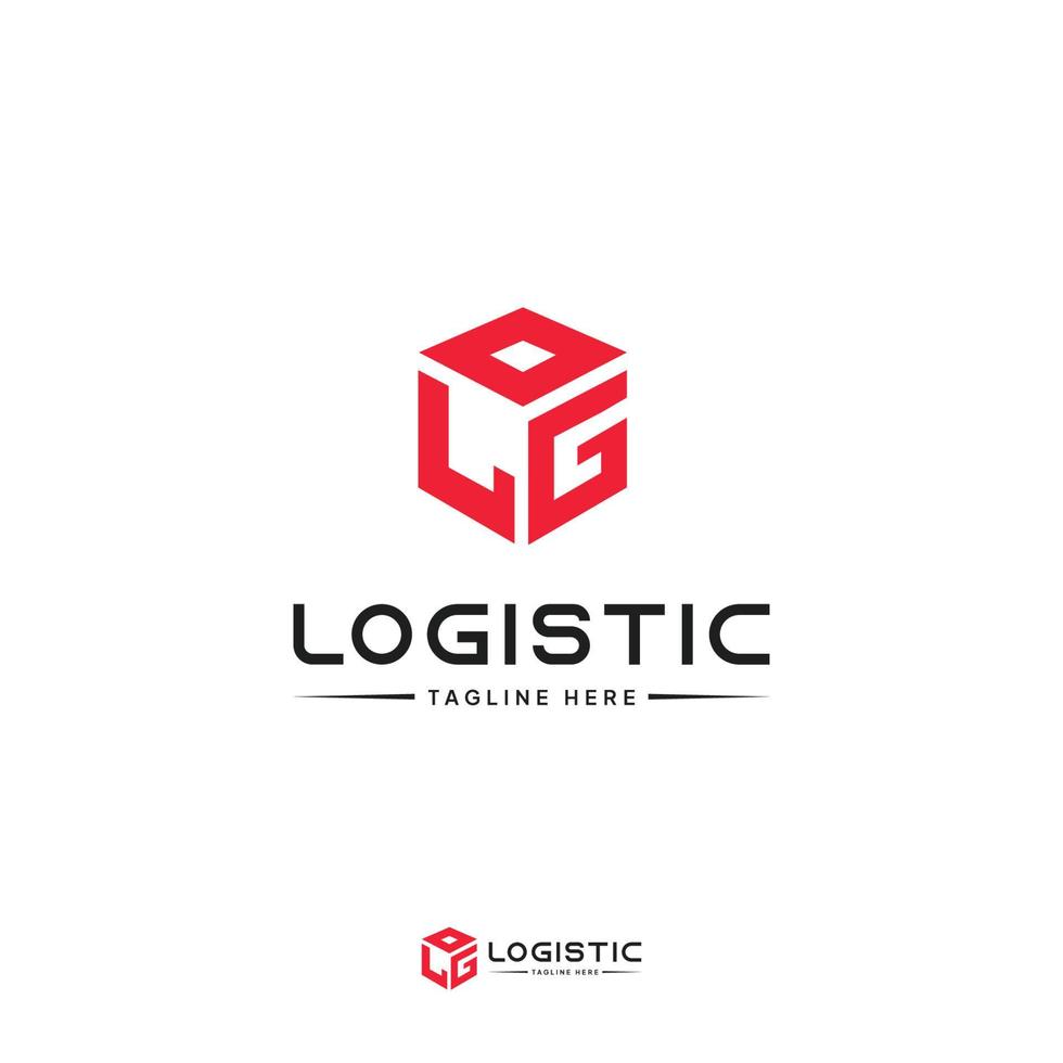 sjabloon logistiek logo in de vorm van een doos met logboek erop geschreven. vector