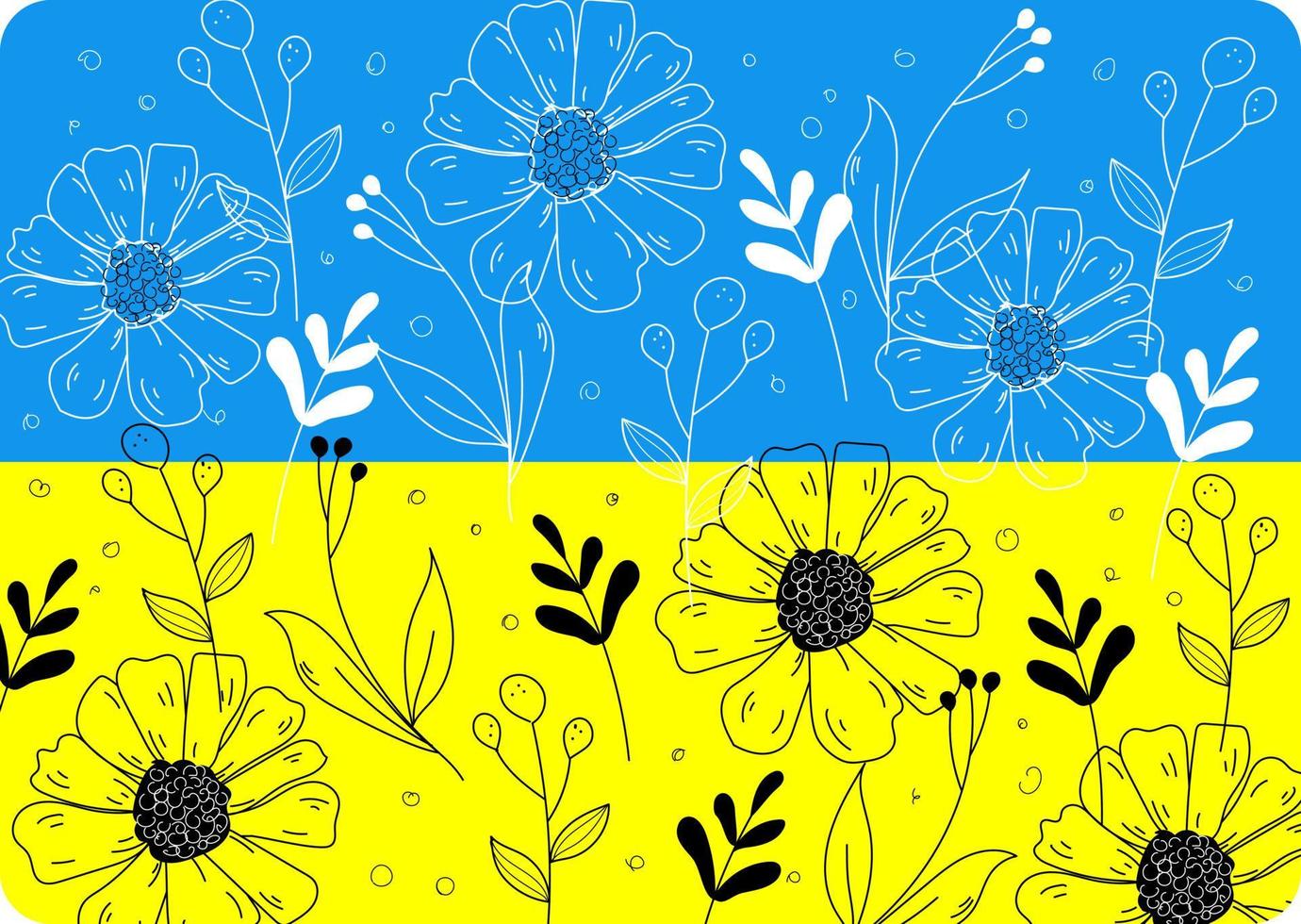 Oekraïense vlag met bloemen vector