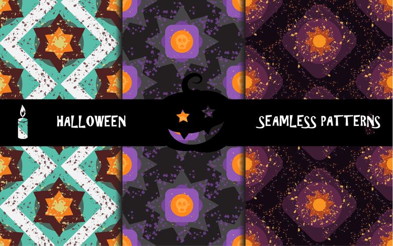 Geometrische naadloze patronen van Grunge de kleurrijke Halloween vector