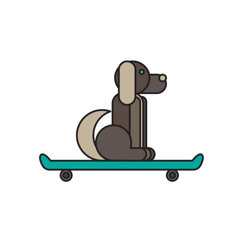 Hond zittend op een skateboard vector