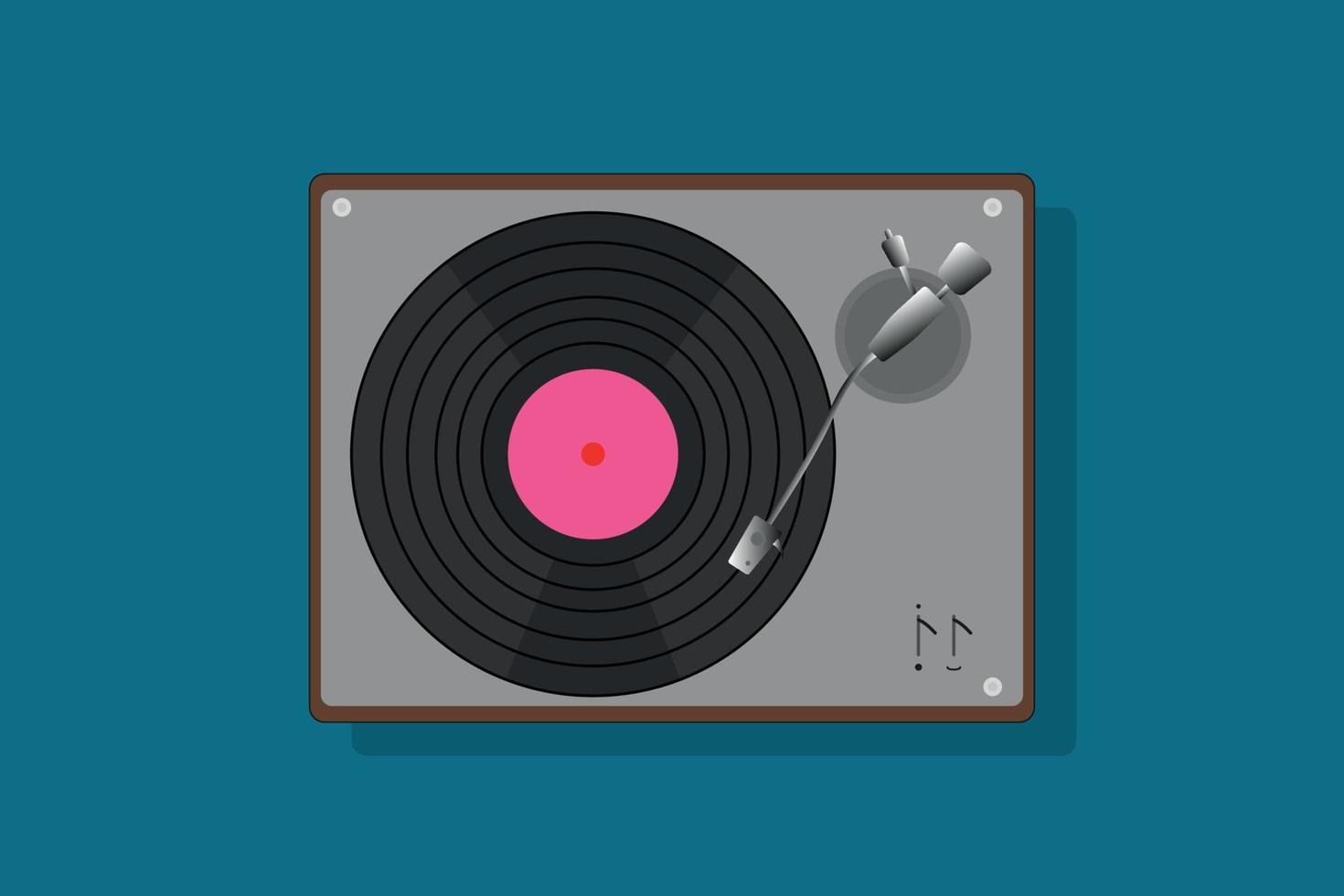 platenspeler met vinyl record, geïsoleerd. vector illustration.vintage platenspeler met retro vinyl schijven. realistische vectorillustratie. vinylspeler in pop-artstijl van bovenaf