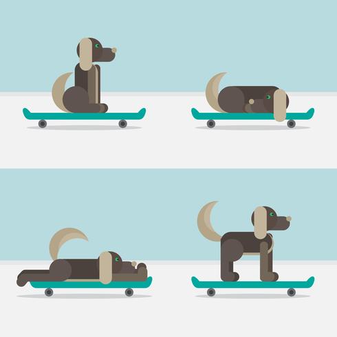 Hond zittend op een skateboard vector