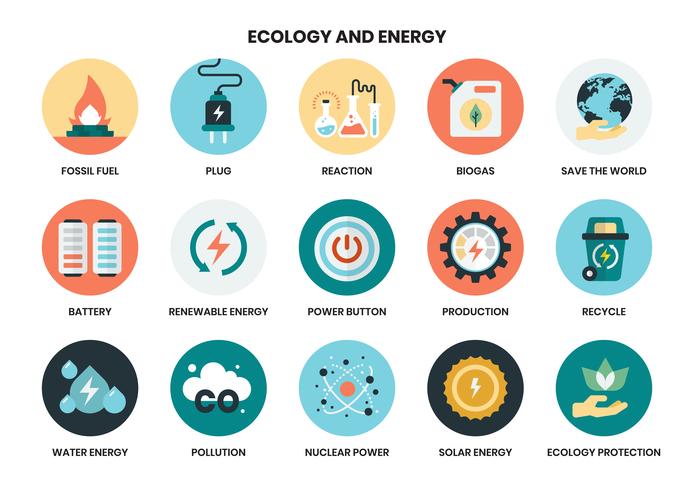 energie pictogrammen instellen voor het bedrijfsleven vector