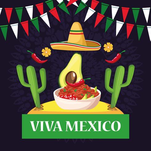 Viva Mexico-kaartbeeldverhalen vector