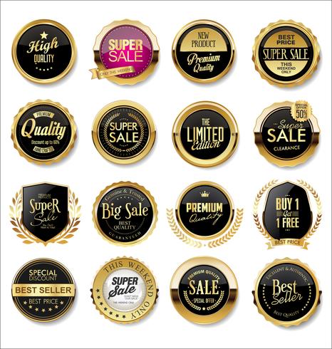 Luxe premium gouden badges en labels vector