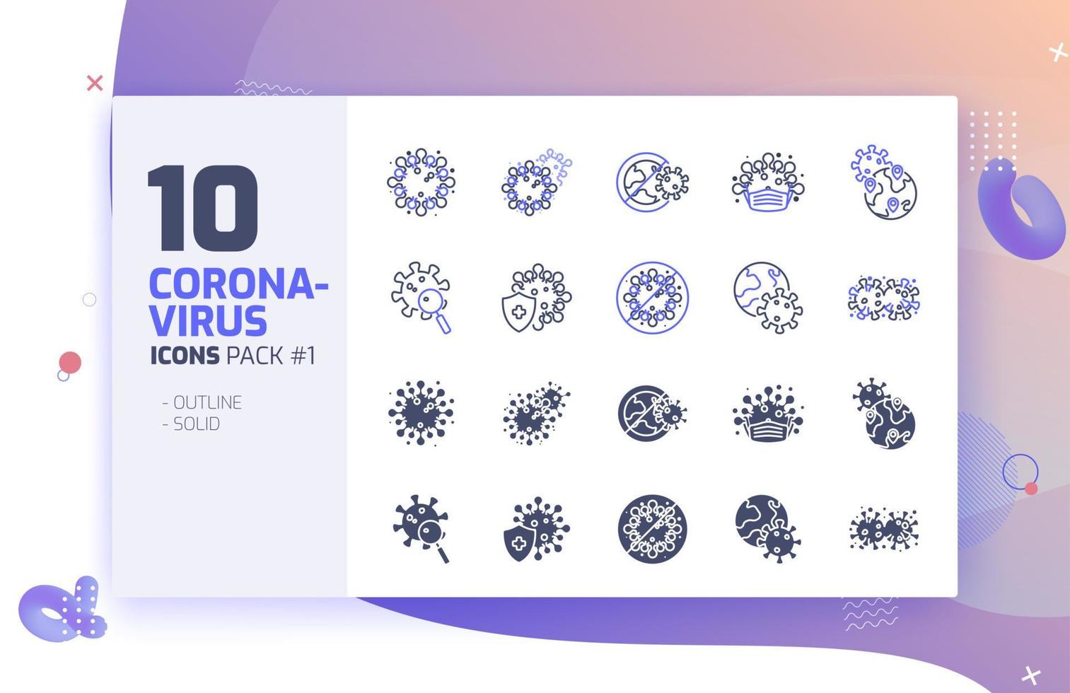 10 covid-19 coronavirus icon set pack 1 vector