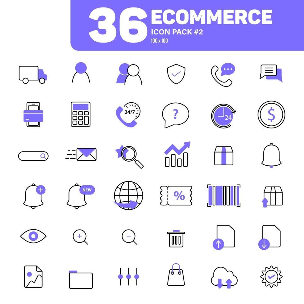 36 e-commerce iconen pack 2, lineaire kleur e-commerce iconen vector set